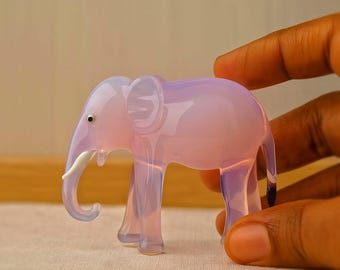 【ムラーノガラス】象の置物　美品 ヴィンテージ ムラーノガラス製象の彫刻 – 気泡がコントロールされた
