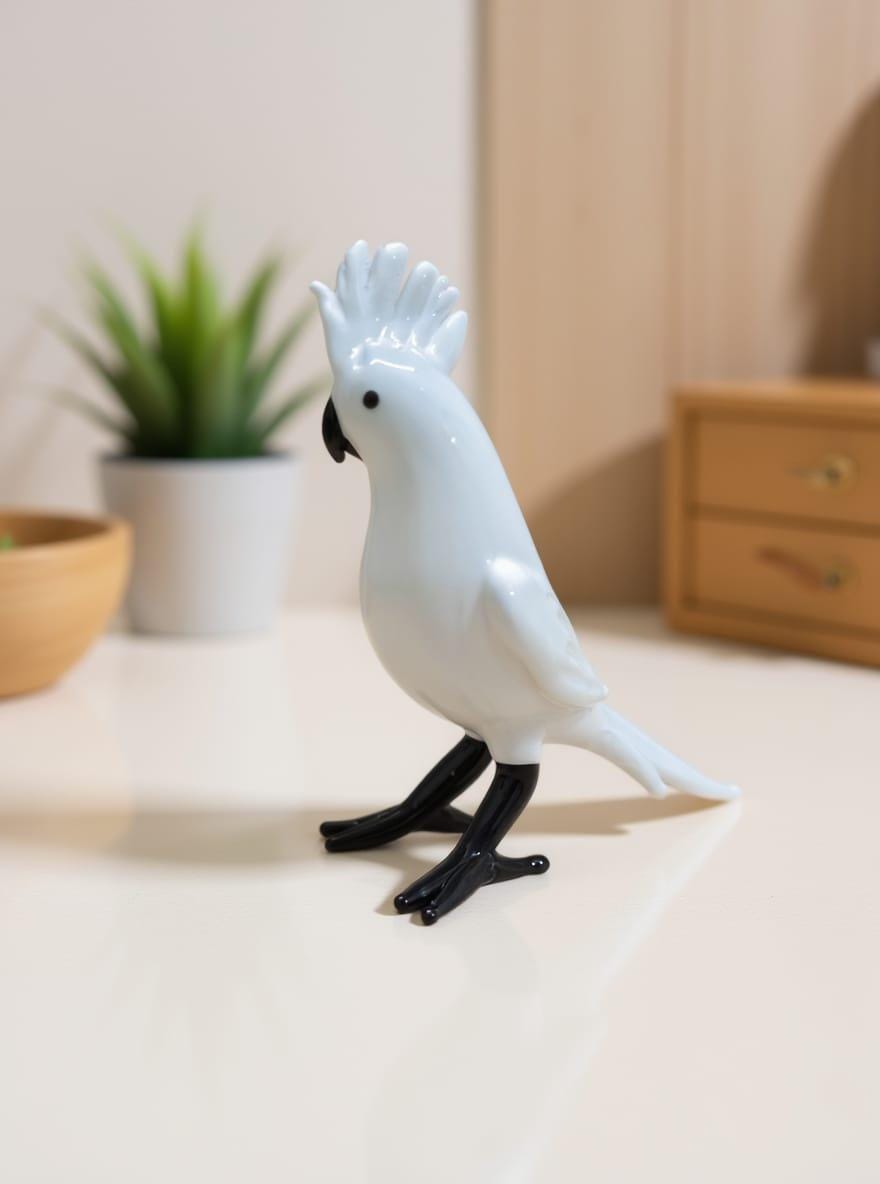 ガラス工芸品 白いオウムの置物 – 吹きガラスの鳥の彫刻 - Etsy 日本