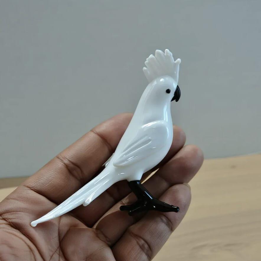 ガラス工芸品 白いオウムの置物 – 吹きガラスの鳥の彫刻 - Etsy 日本