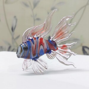 Handmade Murano Glass Art Multi Color Fish Figurine, Blown Glass Sculpture for Aquarium Decor