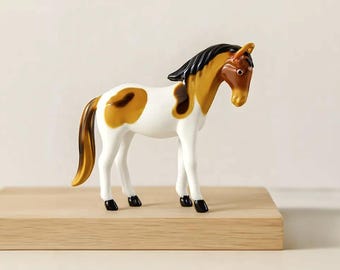 Handmade Murano Glass Horse Figurine Brown/ White Blown Glass Art Sculpture