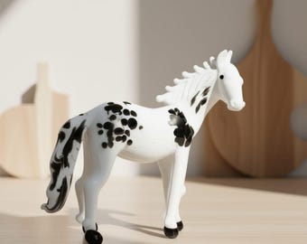 Murano Art Glass White Horse Figurine: Handmade Blown Glass Sculpture For Gift