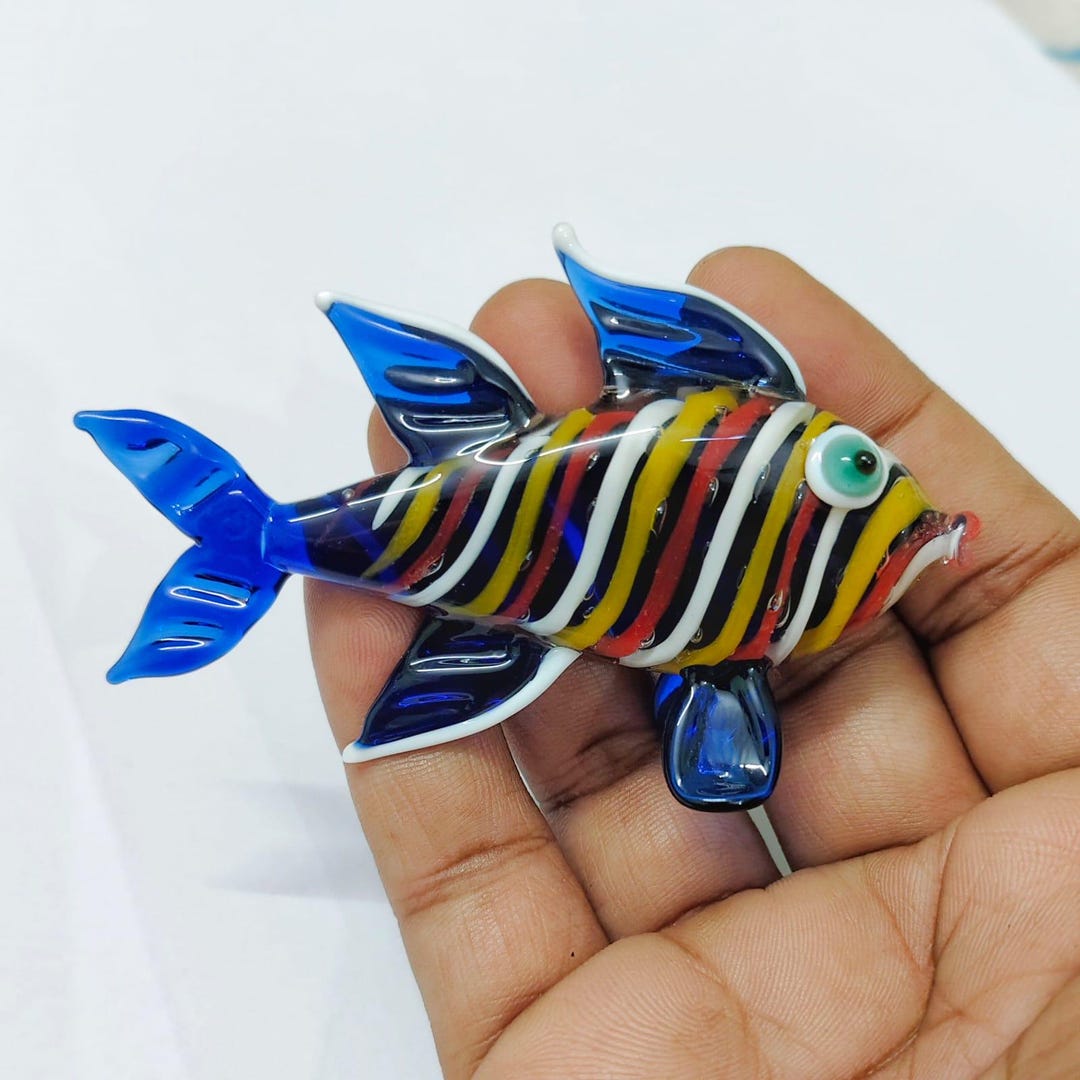 Picture Idea: Unique Murano Glass Art Blue Fish Figurine For Ocean Decor