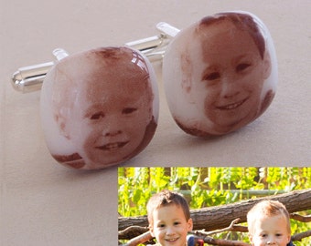 Custom cufflinks from your picture - Fused glass