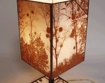 Trees in winter table lamp with photograph - in the french countryside