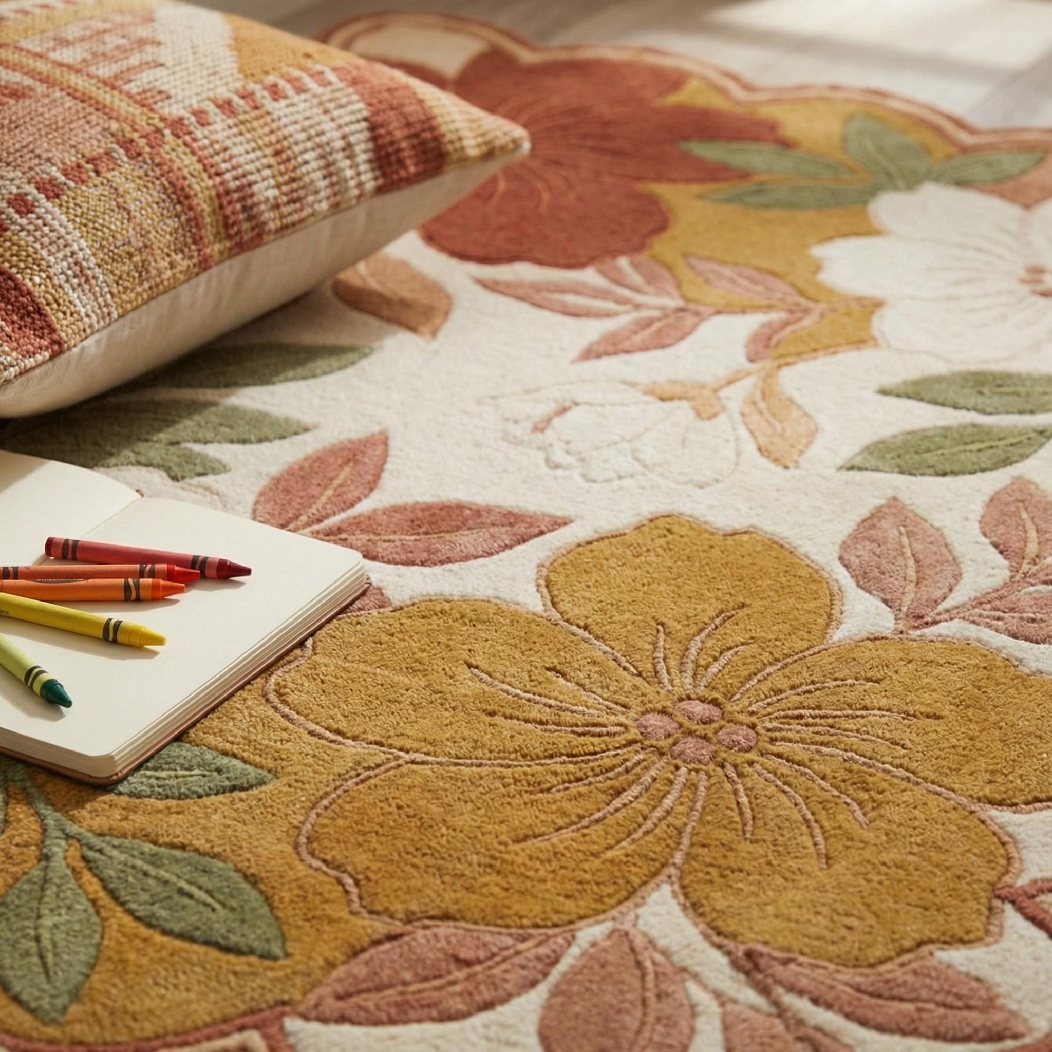 Vintage Floral Scalloped Rug, Cottagecore Farmhouse Style - Etsy