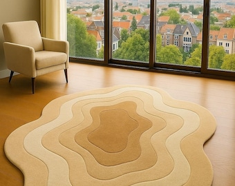 Modern abstrakt beige matta: Organisk krusningsdesign