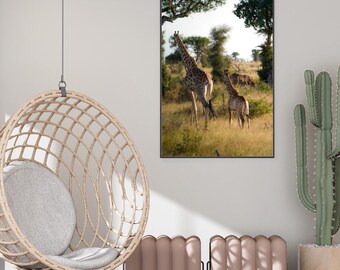 Giraffe Family Art Print | Mother and Calf