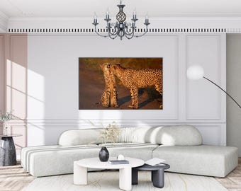 Cheetah Mother and Cub Art Print: Wildlife Family Portrait