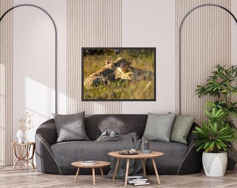 Cheetah Mom and Cub Print | Wildlife Wall Art
