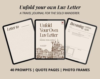 Solo Travel Journal – 40 Prompts, Photo Frames (Digital PDF, GoodNotes & iPad)