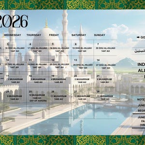 2026 Muslim Calendar: Hijri Islamic Prayer Planner (digital Download ...