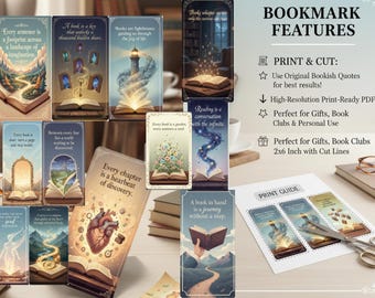 30 marcapáginas imprimibles con citas originales sobre libros