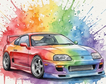 Watercolor Toyota Supra MK4 JDM Clipart
