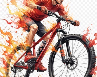 Ultra High Contrast Exploding Watercolor Bicycle Print | Dramatic Cycling Art | Modern Abstract Bike Wall Art | Digital Download