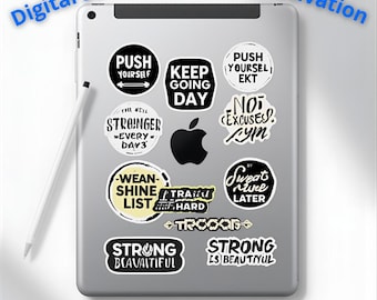 Pegatinas de motivación para el gimnasio: Clipart de fitness y entrenamiento (Descarga digital)