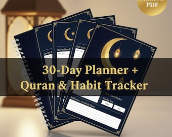 Planificador de Ramadán 2026 / Rastreador de Corán y Oración de 30 días / Diario islámico imprimible / Descarga digital musulmana