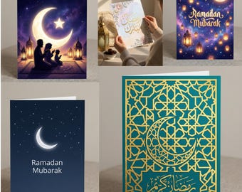 Tarjetas modernas de Ramadán / Saludo islámico, Ramadán Mubarak (Descarga digital)