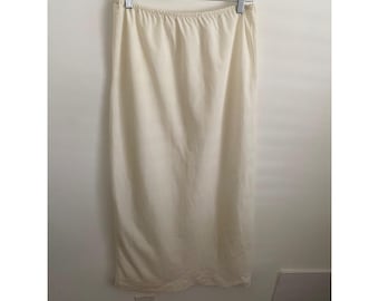 Gilda Vintage Ivory Cream Half Slip Midi Skirt Scalloped Hem Lingerie Large