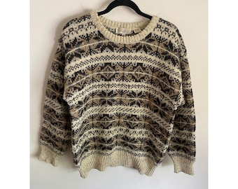 Vintage Collectif Mens Fair Isle Wool Blend Knit Sweater Earth Tones Size M