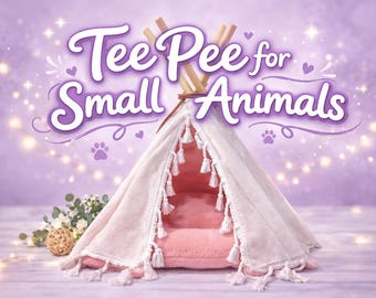Tipi voor kleine dieren – anti-pilling fleece schuilplaats met polyfill gevuld kussen, houten palen en leren stropdas – cavia en chinchillatent