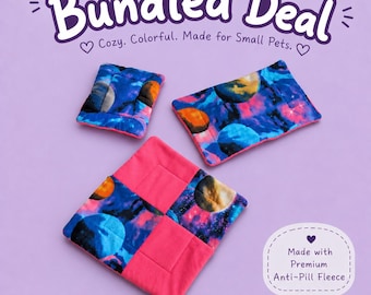 Handmade Small Pet Bedding Bundle | Fleece Pillow, Absorbent Pads (Washable)