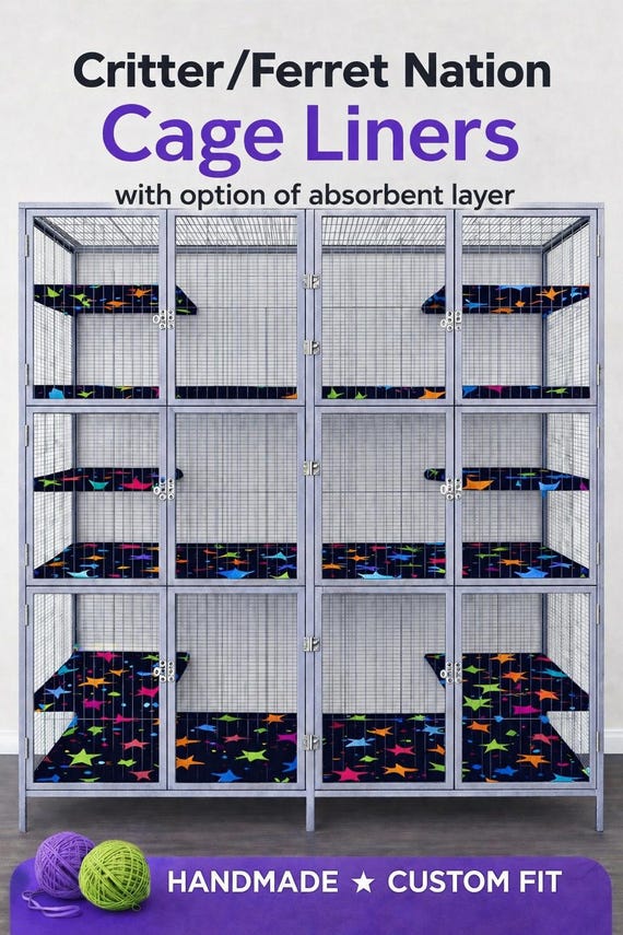 Washable Fleece Cage Liners: Long Lasting - Ferret, Chinchilla, and Small Animal Bedding