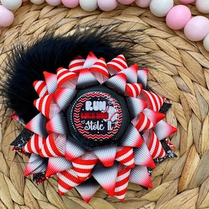 Run Like You Stole It. 4” Star Ribbon Bow on Alligator Clip.