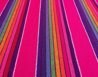 Mexican Nantli Magenta w rainbow stripes black outline Wrap 5,5 yards Baby carrier