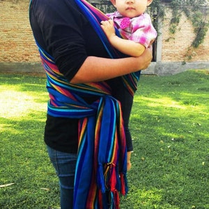 Baby Wrap Carrier Mexican Senka Purple blue w rainbow stripes Wrap available in 5,5 yards (5.00 M) and 6.00 meters