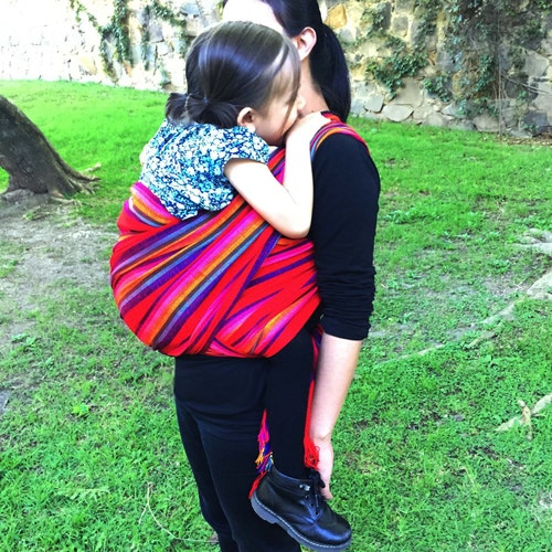 Baby Wrap Carrier Mexican Senka Red W Rainbow Stripes Wrap Etsy