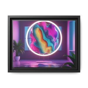 Vibrant Abstract Neon Orb Art Print - Modern Framed Decor for Home or Gallery
