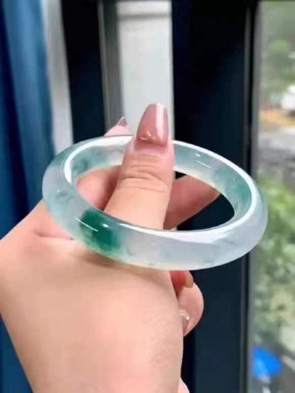 Bracelet Ancien En Argent Massif Et Jade - Relié Par Un Lien Cuir - Pour Petit Poignet