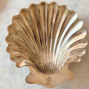 Vintage Sascha Brastoff Gold Shell Bowl, Mid Century California Pottery Catchall Dish