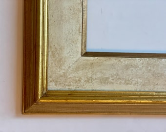Gold Gilt Wood Picture Frame, Textured Panel, 7.5x9.5 Opening