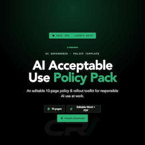 AI Acceptable Use Policy Pack, Generative AI Workplace Governance (Digital Download)