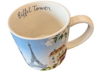 Sur La Table Mug Paris Eiffel Tower Townhomes Flowers Multicolored 12 Oz. EUC