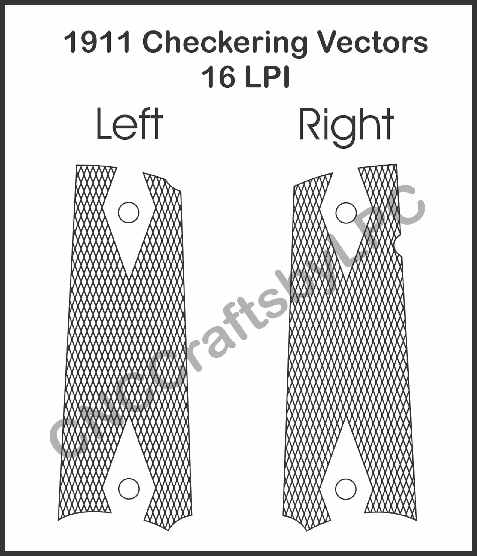 1911 Revolver Grip Checkering Pattern: Vector & Depth Map (file ...