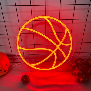 Basketball Neon Sign: Custom NBA Colors LED Light, Game Room Decor