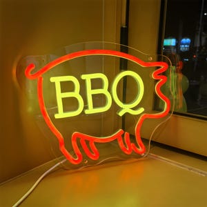 Enseigne au néon BBQ Pig, enseigne au néon personnalisée pour steak house, décoration murale néon LED pour la maison, pour barbecue de viande de boeuf animale, décoration de nourriture de bar