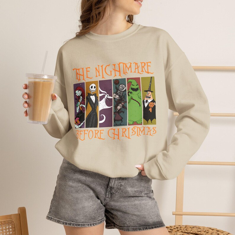 Camiseta y sudadera de Pesadilla antes de Navidad — Camiseta con estampado navideño de Jack Skellington imagen 14