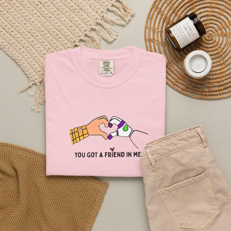 Comfort colors® Toy Story Friends Graphic T-Shirts, You Got a Friend in Me heart shaped hands T-shirt image 1