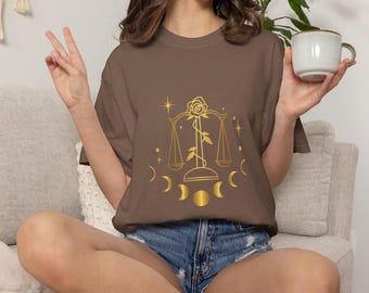 Comfort colors® Libra Scales Zodiac Shirt | Astrology Moon Phase Tee