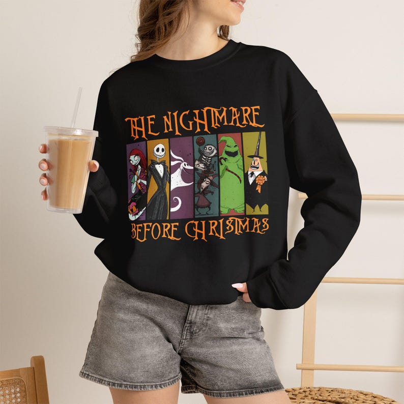 Camiseta y sudadera de Pesadilla antes de Navidad — Camiseta con estampado navideño de Jack Skellington imagen 13
