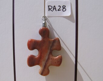 SOLD--RA28 Autism Awareness Puzzle Piece Rock Pendant