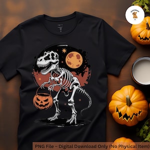 Halloween Dinosaur PNG – Cute Spooky Dino Clipart, Dinosaur Halloween Sublimation, Trick or Treat Dino Shirt Design