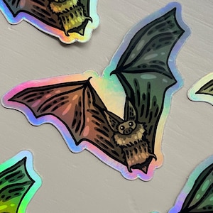 Rainbow Bat Sticker - Waterproof and Dishwasher Safe - Vinyl Sticker