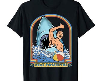 Dobry tydzień, aby zachować pozytywne nastawienie - zabawna koszulka z grafiką "Rekiny i surferzy"