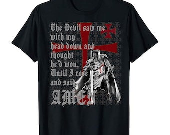 Knights Templar Shirt – Medieval Crusader T-Shirt, Christian Warrior Knight, Gothic Religious Deus Vult History