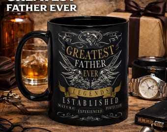 Vintage Style "Greatest Father Ever" Ceramic Mug | Dad Coffee Cup Legends Established